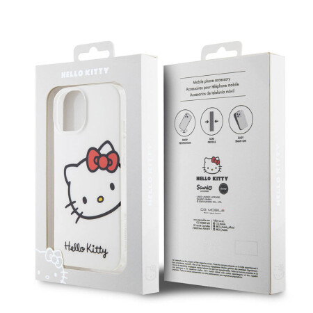 Apple iPhone 15 Kılıf Hello Kitty Orjinal Lisanslı Yazı ve İkonik Logolu Kitty Head Kapak - 10