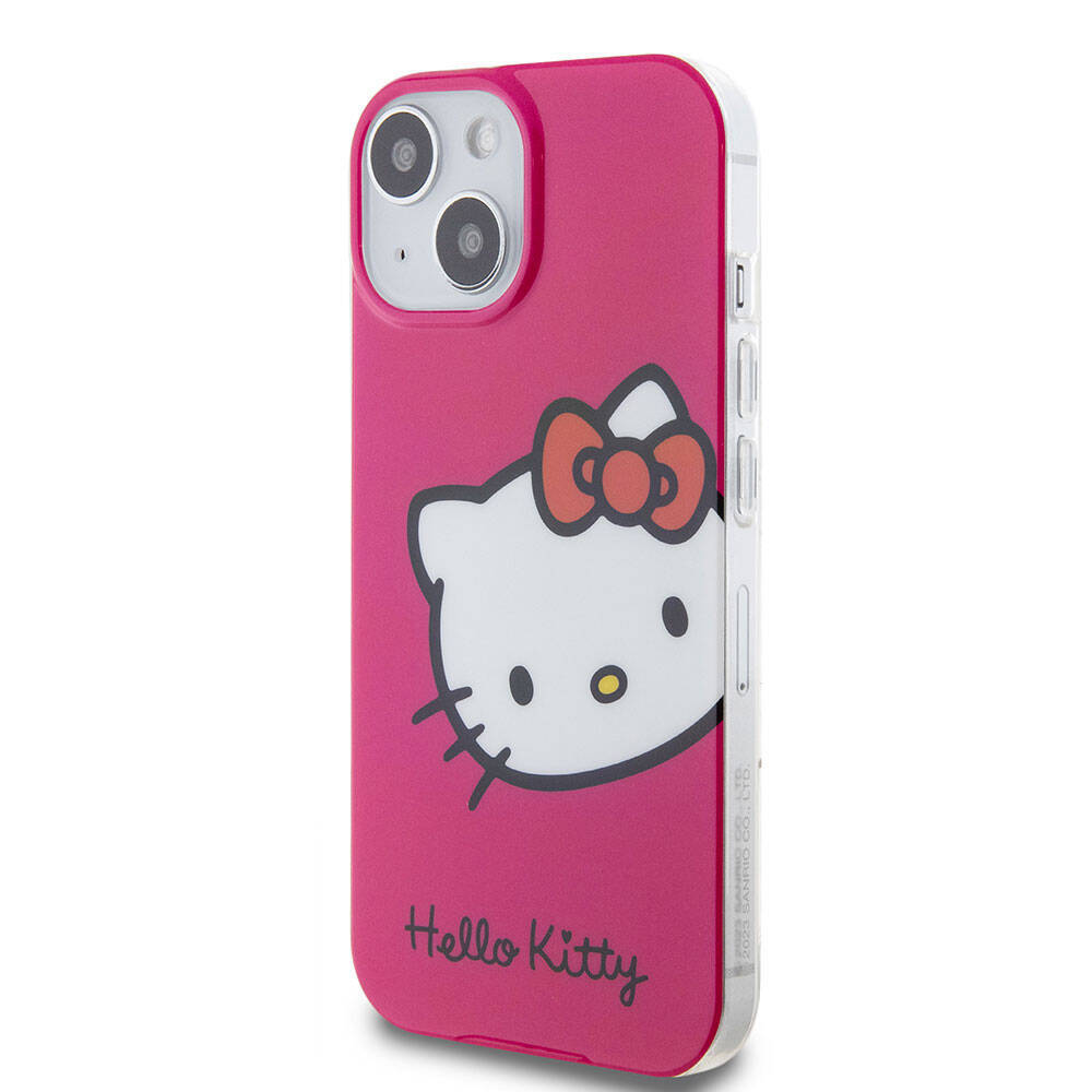 Apple iPhone 15 Kılıf Hello Kitty Orjinal Lisanslı Yazı ve İkonik Logolu Kitty Head Kapak - 11