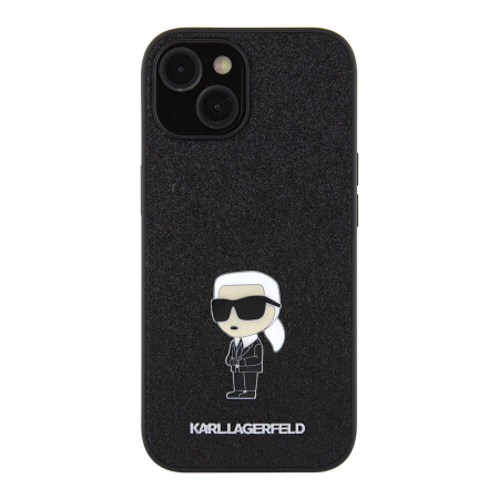 Apple iPhone 15 Kılıf Karl Lagerfeld İkonik Fixed Glitter Metal Logo Orjinal Lisanslı Kapak - 4