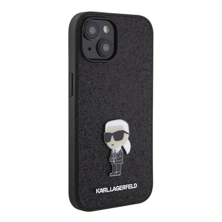 Apple iPhone 15 Kılıf Karl Lagerfeld İkonik Fixed Glitter Metal Logo Orjinal Lisanslı Kapak - 1