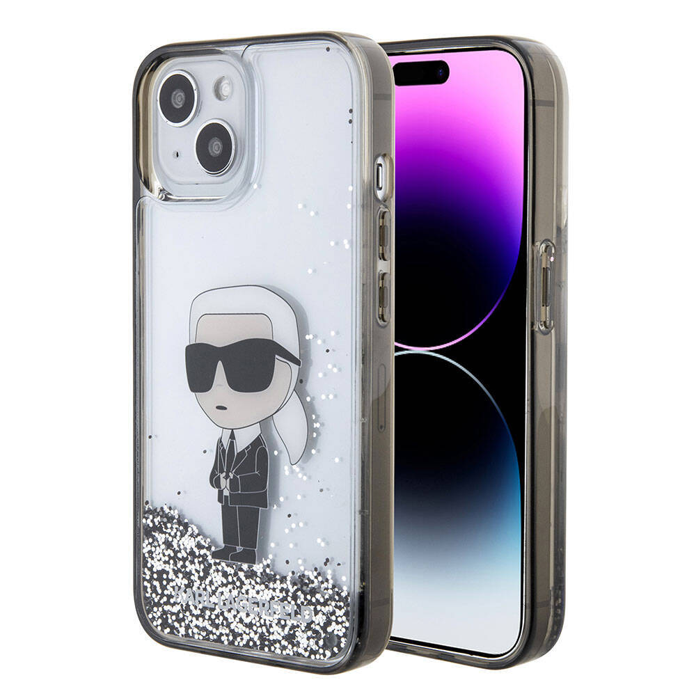 Apple iPhone 15 Kılıf Karl Lagerfeld İkonik Sıvılı Glitter Orjinal Lisanslı Kapak - 2