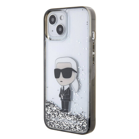 Apple iPhone 15 Kılıf Karl Lagerfeld İkonik Sıvılı Glitter Orjinal Lisanslı Kapak - 3