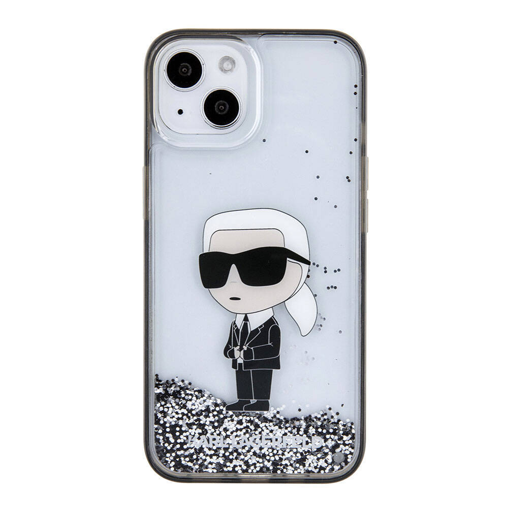 Apple iPhone 15 Kılıf Karl Lagerfeld İkonik Sıvılı Glitter Orjinal Lisanslı Kapak - 4