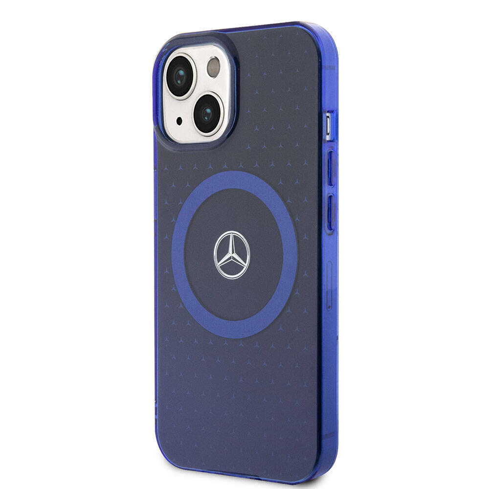 Apple iPhone 15 Kılıf Mercedes Benz Orjinal Lisanslı Magsafe Şarj Özellikli Çift Katmanlı Mavi Yıldız Desenli Kapak - 3