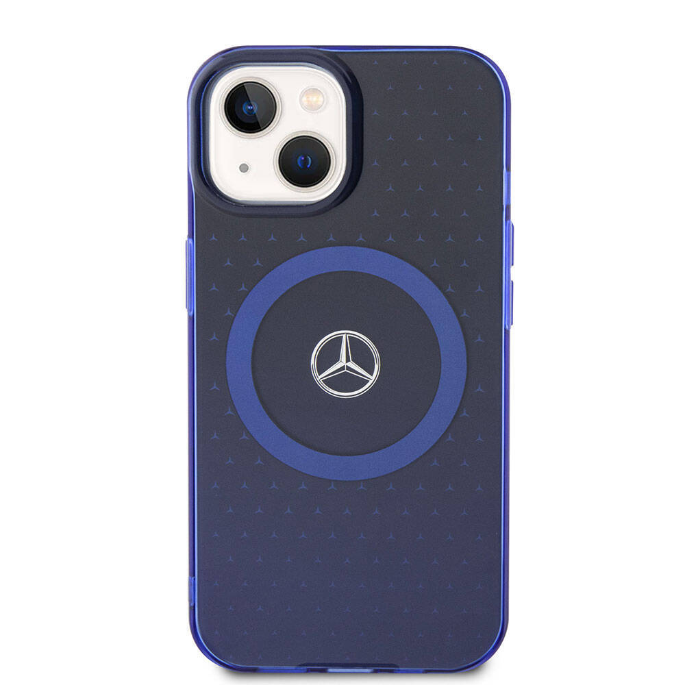 Apple iPhone 15 Kılıf Mercedes Benz Orjinal Lisanslı Magsafe Şarj Özellikli Çift Katmanlı Mavi Yıldız Desenli Kapak - 4
