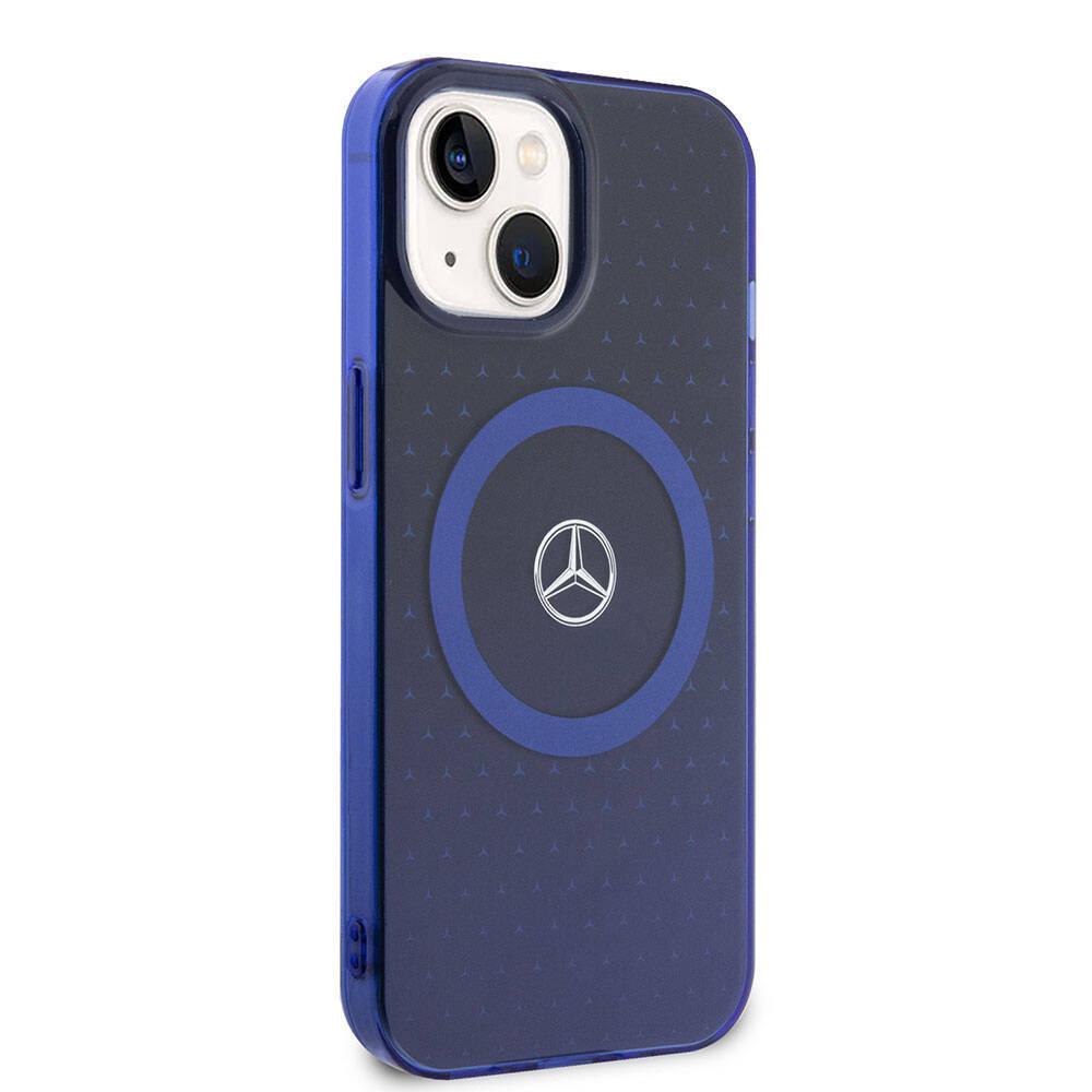 Apple iPhone 15 Kılıf Mercedes Benz Orjinal Lisanslı Magsafe Şarj Özellikli Çift Katmanlı Mavi Yıldız Desenli Kapak - 5