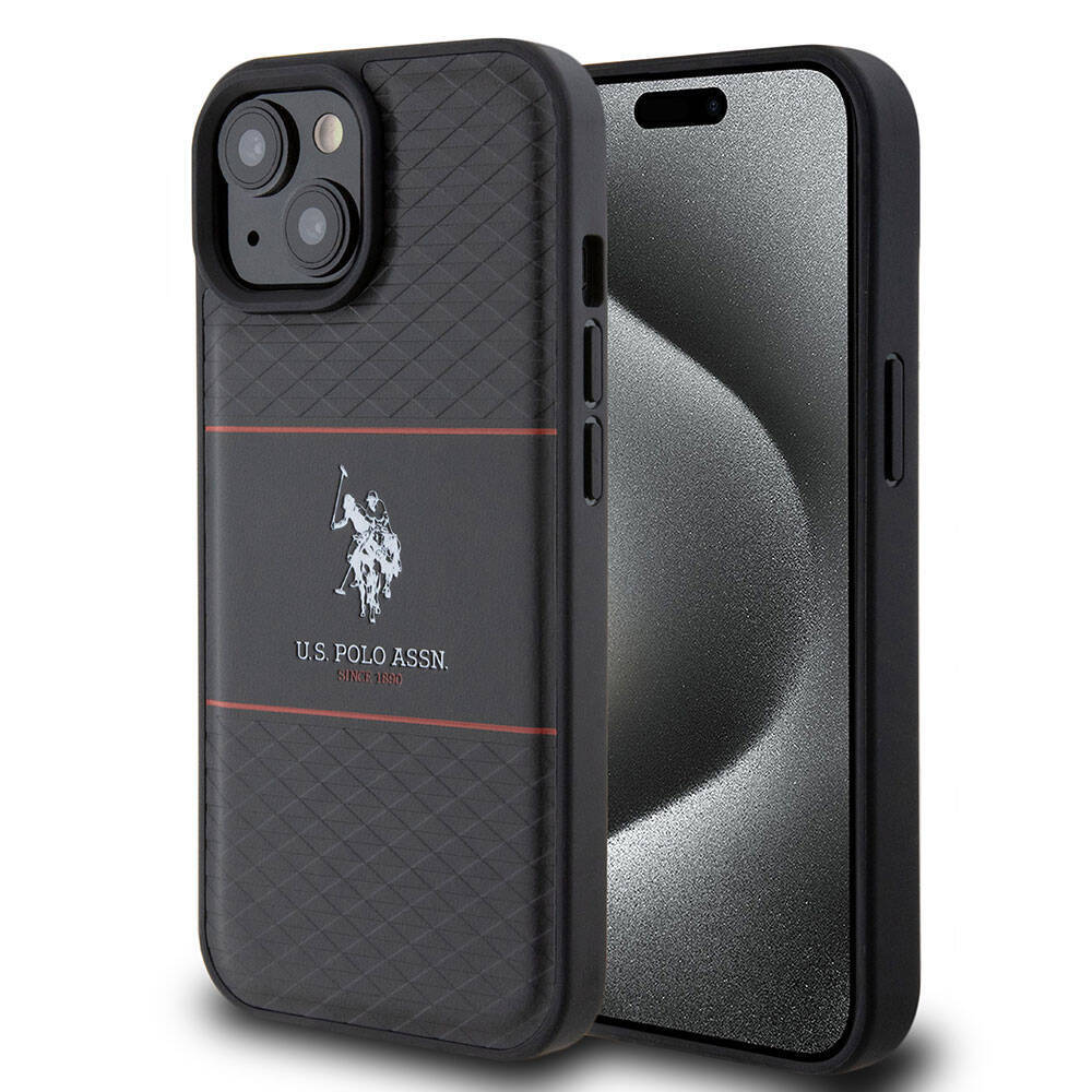 Apple iPhone 15 Kılıf U.S. Polo Assn. Orjinal Lisanslı Deri Şeritli Logo Dizayn Kapak - 2