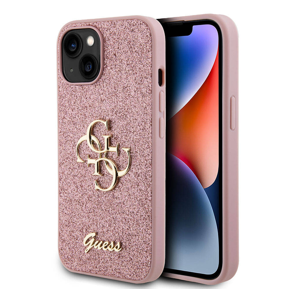 Apple iPhone 15 Plus Kılıf Guess Orjinal Lisanslı 4G Büyük Metal Logolu Glitter Kapak - 18