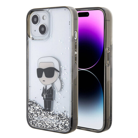 Apple iPhone 15 Plus Kılıf Karl Lagerfeld İkonik Sıvılı Glitter Orjinal Lisanslı Kapak - 2