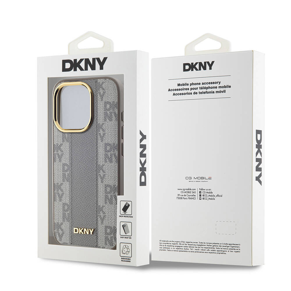 Apple iPhone 15 Pro Kılıf DKNY Orjinal Lisanslı 3D Yazılı Checkered Pattern Kapak - 10