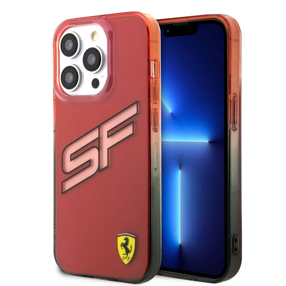 Apple iPhone 15 Pro Kılıf Ferrari Orjinal Lisanslı Transparan SF Yazılı Kenarları Renk Geçişli Kapak - 1