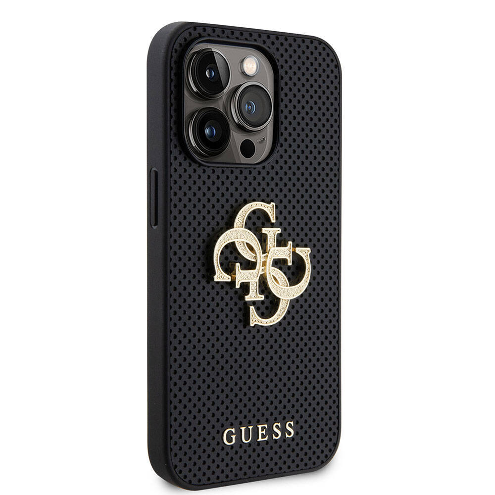 Apple iPhone 15 Pro Kılıf Guess Orjinal Lisanslı Delikli Yazı ve 4G Glitter Büyük Metal Logolu Kapak - 3