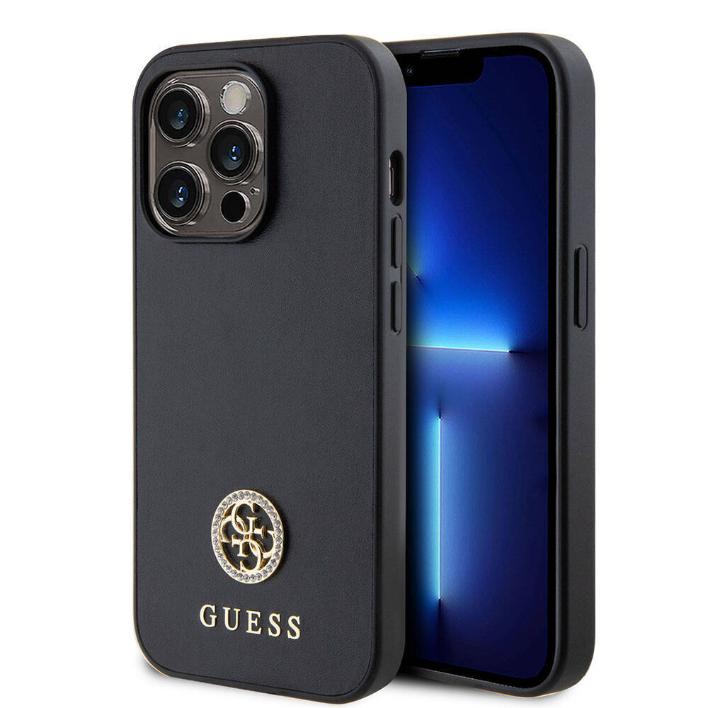 Apple iPhone 15 Pro Kılıf Guess Orjinal Lisanslı Deri 4G Metal Logo Strass Kapak - 3