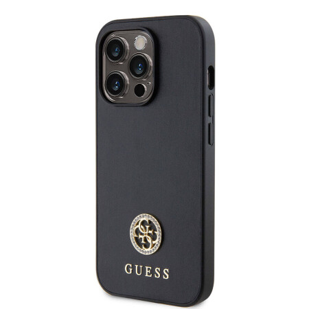 Apple iPhone 15 Pro Kılıf Guess Orjinal Lisanslı Deri 4G Metal Logo Strass Kapak - 4