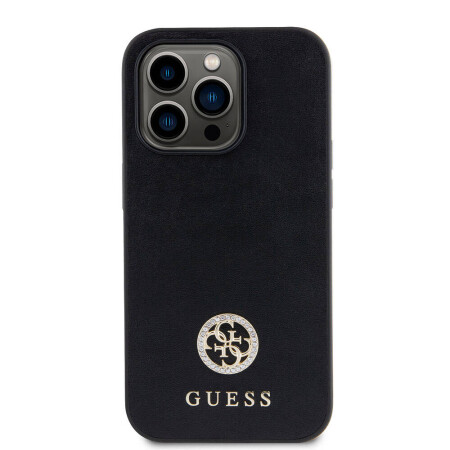 Apple iPhone 15 Pro Kılıf Guess Orjinal Lisanslı Deri 4G Metal Logo Strass Kapak - 5