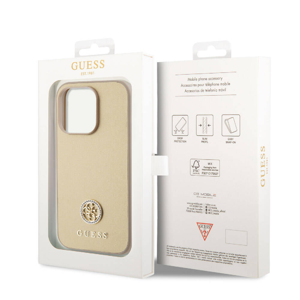 Apple iPhone 15 Pro Kılıf Guess Orjinal Lisanslı Deri 4G Metal Logo Strass Kapak - 16