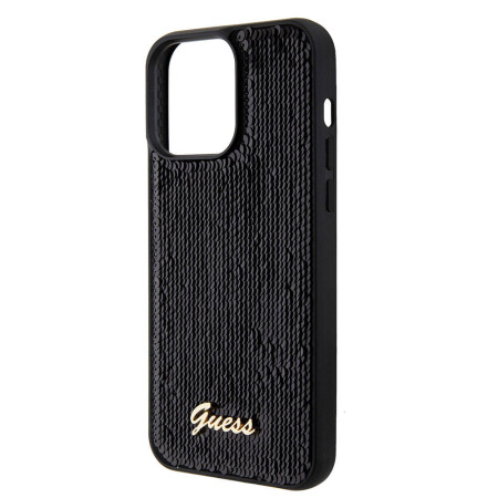 Apple iPhone 15 Pro Kılıf Guess Orjinal Lisanslı Pullu Arka Yüzey Metal Yazı Logolu Sequin Script Kapak - 16