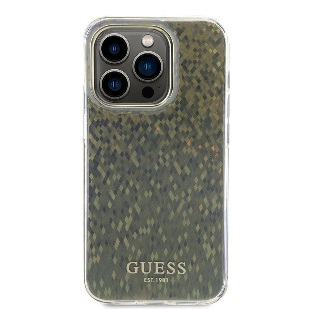 Apple iPhone 15 Pro Kılıf Guess Orjinal Lisanslı Yazı Logolu Mirror Disco Kapak - 7