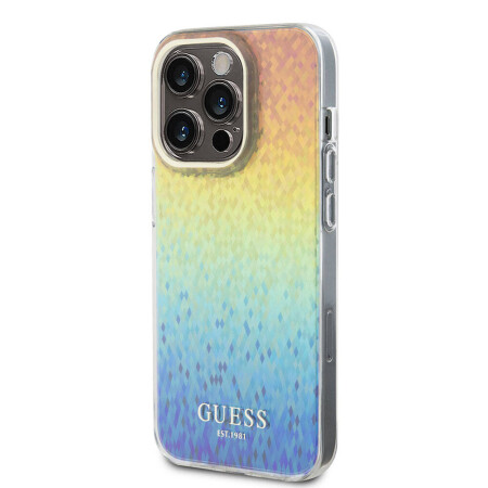 Apple iPhone 15 Pro Kılıf Guess Orjinal Lisanslı Yazı Logolu Mirror Disco Kapak - 13