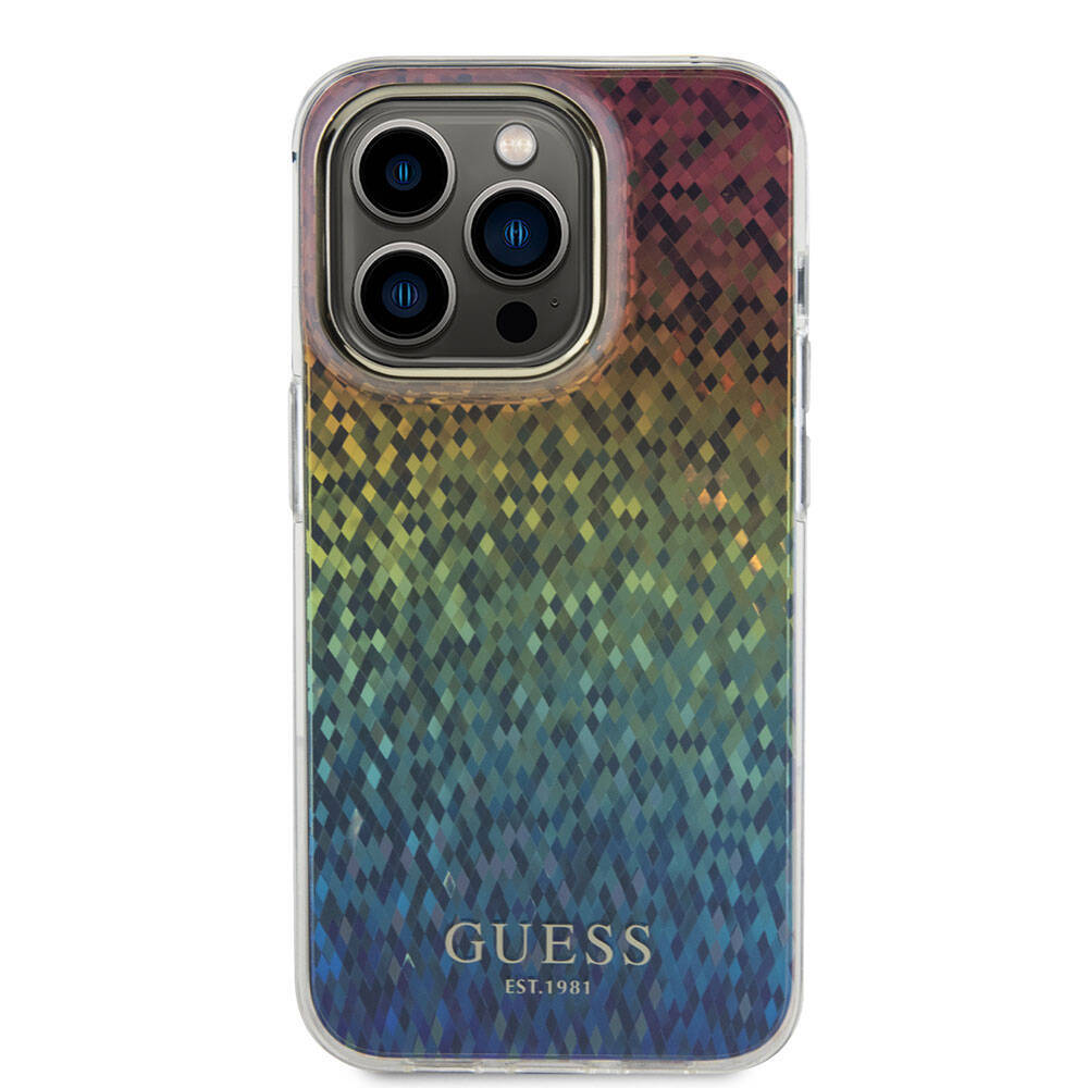 Apple iPhone 15 Pro Kılıf Guess Orjinal Lisanslı Yazı Logolu Mirror Disco Kapak - 14