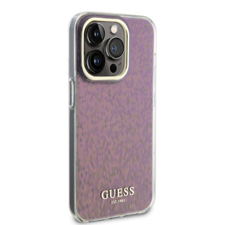 Apple iPhone 15 Pro Kılıf Guess Orjinal Lisanslı Yazı Logolu Mirror Disco Kapak - 4