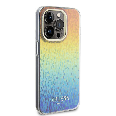 Apple iPhone 15 Pro Kılıf Guess Orjinal Lisanslı Yazı Logolu Mirror Disco Kapak - 2