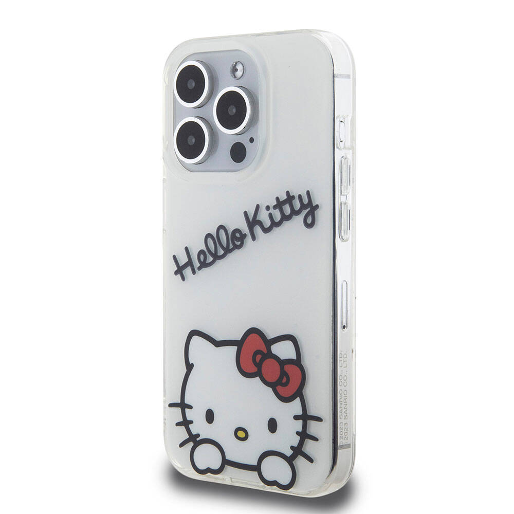 Apple iPhone 15 Pro Kılıf Hello Kitty Orjinal Lisanslı Askılı Yazı ve İkonik Logolu Daydreaming Kapak - 3