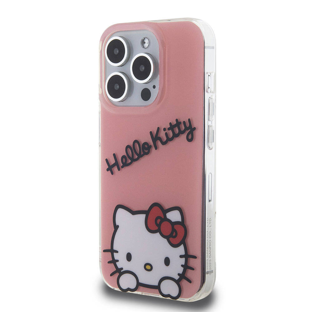 Apple iPhone 15 Pro Kılıf Hello Kitty Orjinal Lisanslı Askılı Yazı ve İkonik Logolu Daydreaming Kapak - 5