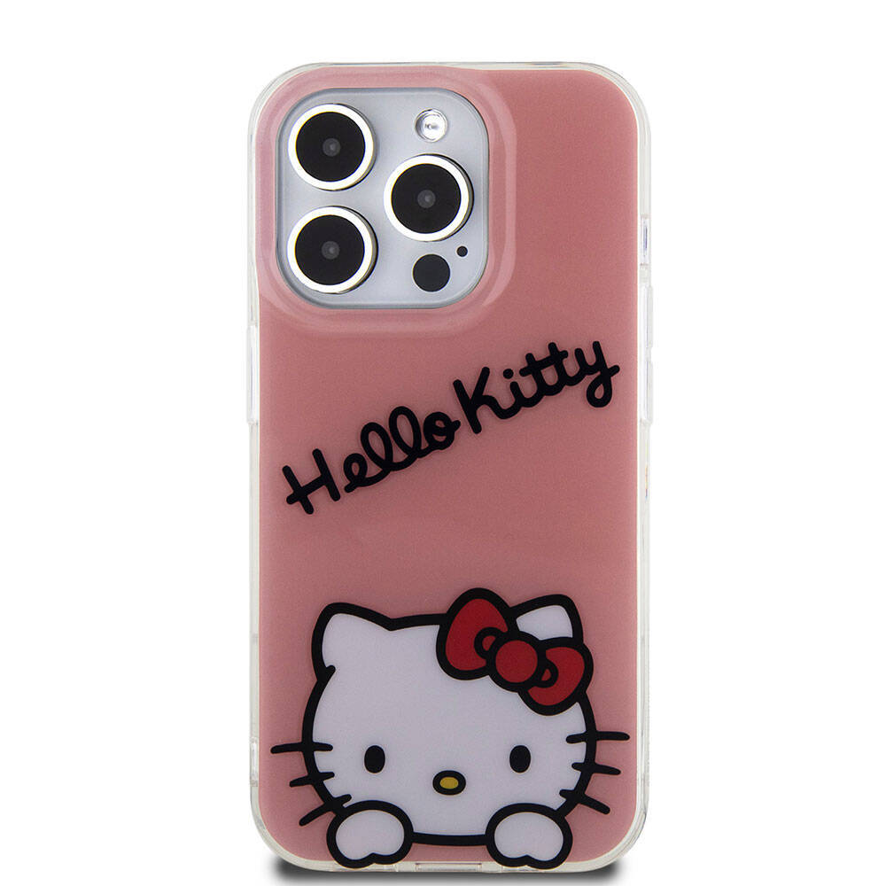 Apple iPhone 15 Pro Kılıf Hello Kitty Orjinal Lisanslı Askılı Yazı ve İkonik Logolu Daydreaming Kapak - 6