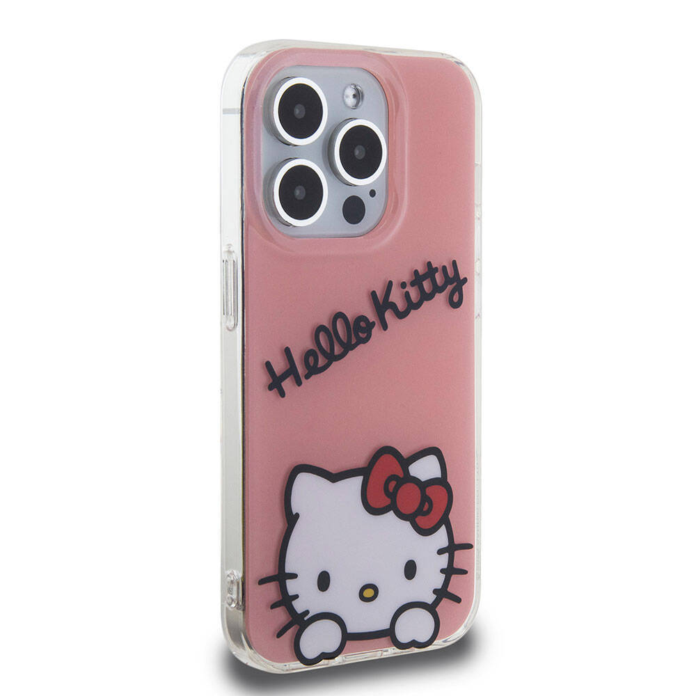 Apple iPhone 15 Pro Kılıf Hello Kitty Orjinal Lisanslı Askılı Yazı ve İkonik Logolu Daydreaming Kapak - 7