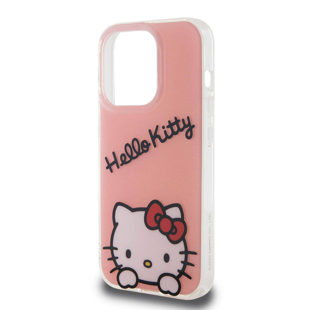 Apple iPhone 15 Pro Kılıf Hello Kitty Orjinal Lisanslı Askılı Yazı ve İkonik Logolu Daydreaming Kapak - 9