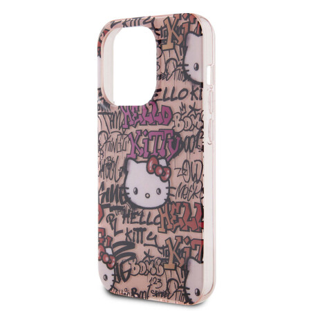 Apple iPhone 15 Pro Kılıf Hello Kitty Orjinal Lisanslı İkonik Logolu Etiket Graffiti Kapak - 8