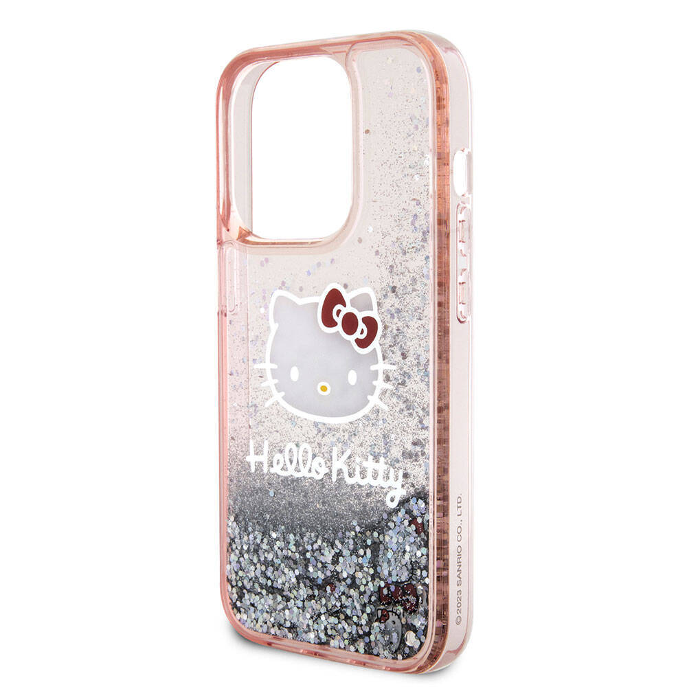 Apple iPhone 15 Pro Kılıf Hello Kitty Orjinal Lisanslı İkonik Sıvılı Glitter Kapak - 8