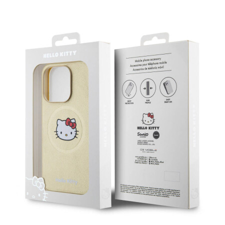 Apple iPhone 15 Pro Kılıf Hello Kitty Orjinal Lisanslı Magsafe Şarj Özellikli Kitty Head Deri Kapak - 9