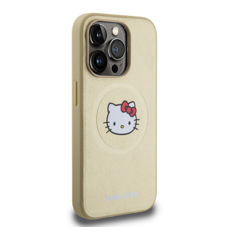 Apple iPhone 15 Pro Kılıf Hello Kitty Orjinal Lisanslı Magsafe Şarj Özellikli Kitty Head Deri Kapak - 6