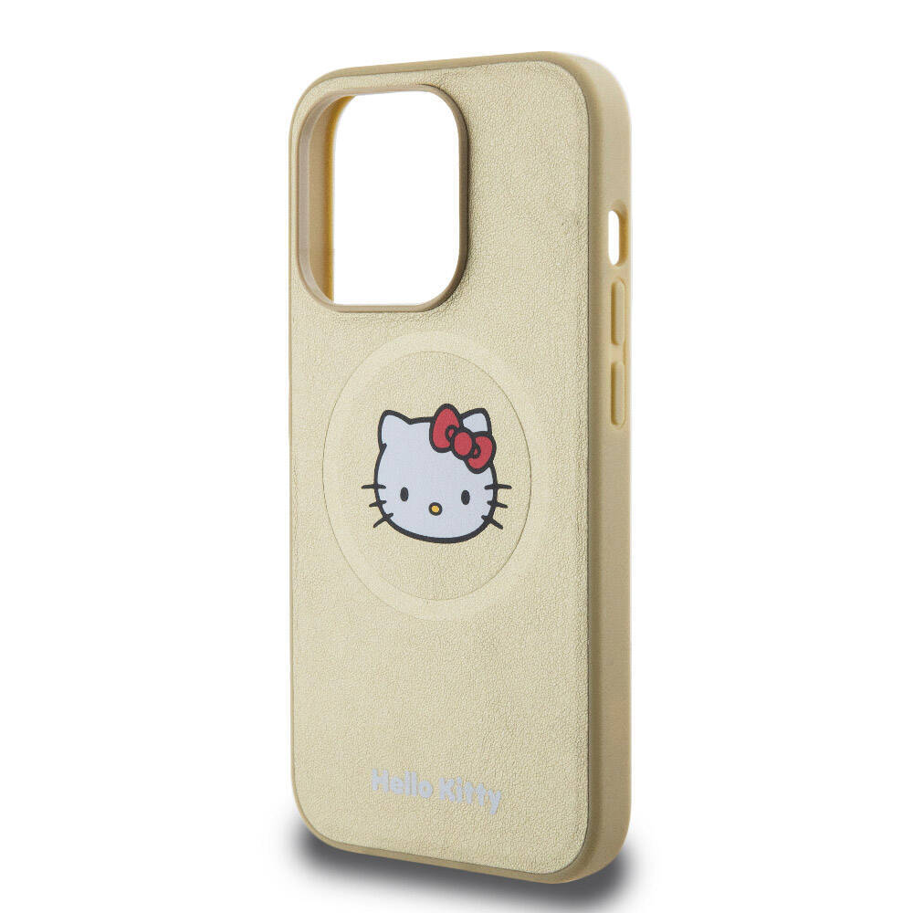 Apple iPhone 15 Pro Kılıf Hello Kitty Orjinal Lisanslı Magsafe Şarj Özellikli Kitty Head Deri Kapak - 7