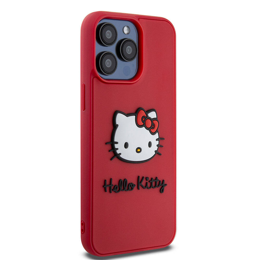 Apple iPhone 15 Pro Kılıf Hello Kitty Orjinal Lisanslı Yazı ve İkonik Logolu 3D Rubber Kitty Head Kapak - 6