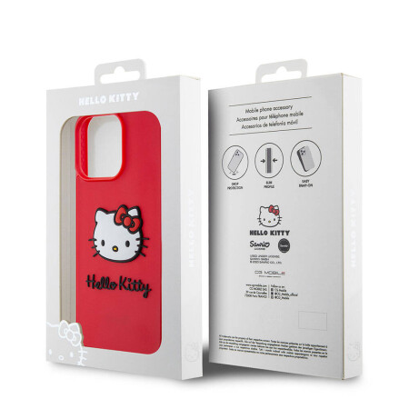 Apple iPhone 15 Pro Kılıf Hello Kitty Orjinal Lisanslı Yazı ve İkonik Logolu 3D Rubber Kitty Head Kapak - 10