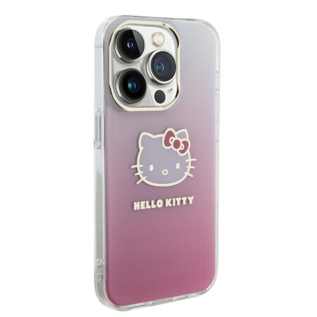 Apple iPhone 15 Pro Kılıf Hello Kitty Orjinal Lisanslı Yazı ve İkonik Logolu Elektroplating Kaplama Gradyan Kapak - 6