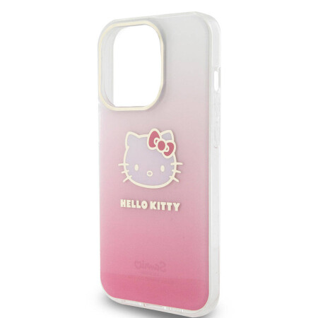 Apple iPhone 15 Pro Kılıf Hello Kitty Orjinal Lisanslı Yazı ve İkonik Logolu Elektroplating Kaplama Gradyan Kapak - 8