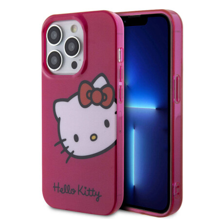 Apple iPhone 15 Pro Kılıf Hello Kitty Orjinal Lisanslı Yazı ve İkonik Logolu Kitty Head Kapak - 3