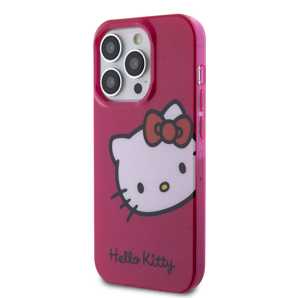 Apple iPhone 15 Pro Kılıf Hello Kitty Orjinal Lisanslı Yazı ve İkonik Logolu Kitty Head Kapak - 4