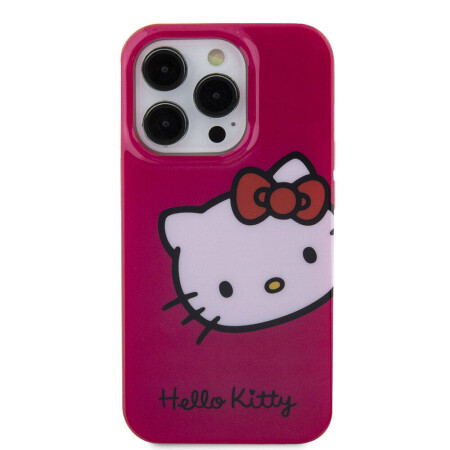 Apple iPhone 15 Pro Kılıf Hello Kitty Orjinal Lisanslı Yazı ve İkonik Logolu Kitty Head Kapak - 5