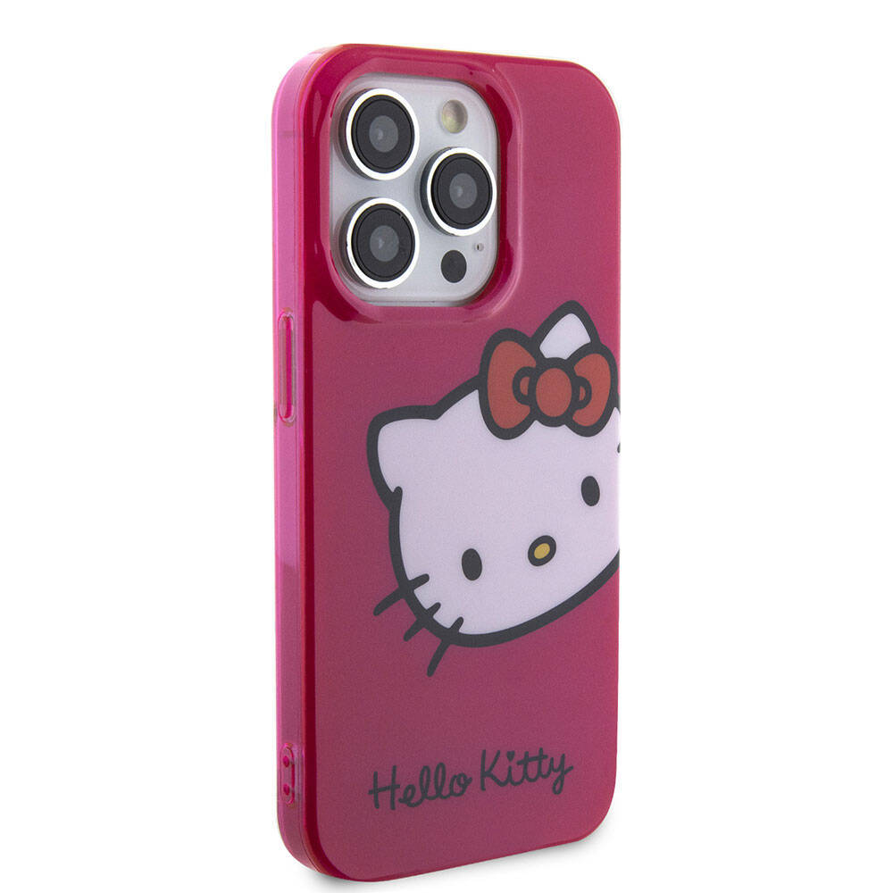 Apple iPhone 15 Pro Kılıf Hello Kitty Orjinal Lisanslı Yazı ve İkonik Logolu Kitty Head Kapak - 6