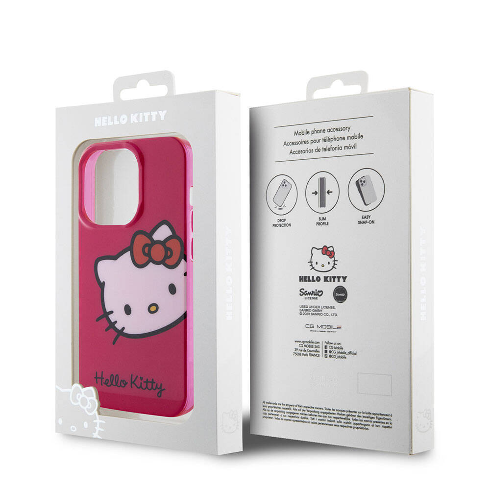 Apple iPhone 15 Pro Kılıf Hello Kitty Orjinal Lisanslı Yazı ve İkonik Logolu Kitty Head Kapak - 10