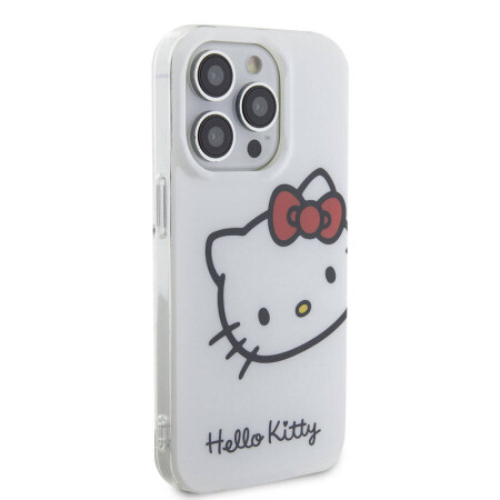 Apple iPhone 15 Pro Kılıf Hello Kitty Orjinal Lisanslı Yazı ve İkonik Logolu Kitty Head Kapak - 13