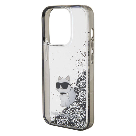 Apple iPhone 15 Pro Kılıf Karl Lagerfeld Choupette Sıvılı Glitter Orjinal Lisanslı Kapak - 6