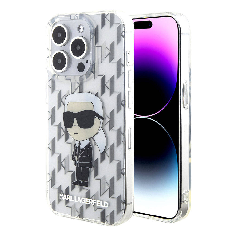 Apple iPhone 15 Pro Kılıf Karl Lagerfeld IML İkonik Monogram Orjinal Lisanslı Kapak - 10