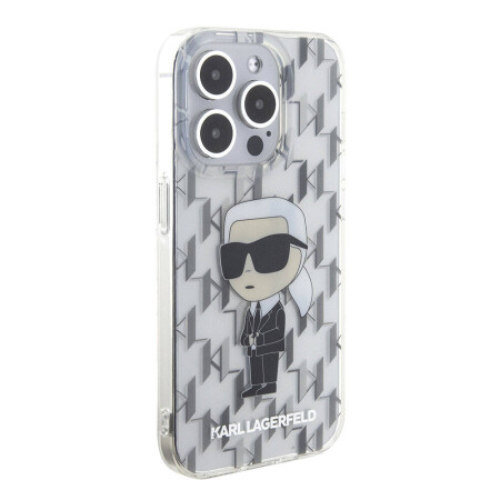 Apple iPhone 15 Pro Kılıf Karl Lagerfeld IML İkonik Monogram Orjinal Lisanslı Kapak - 1