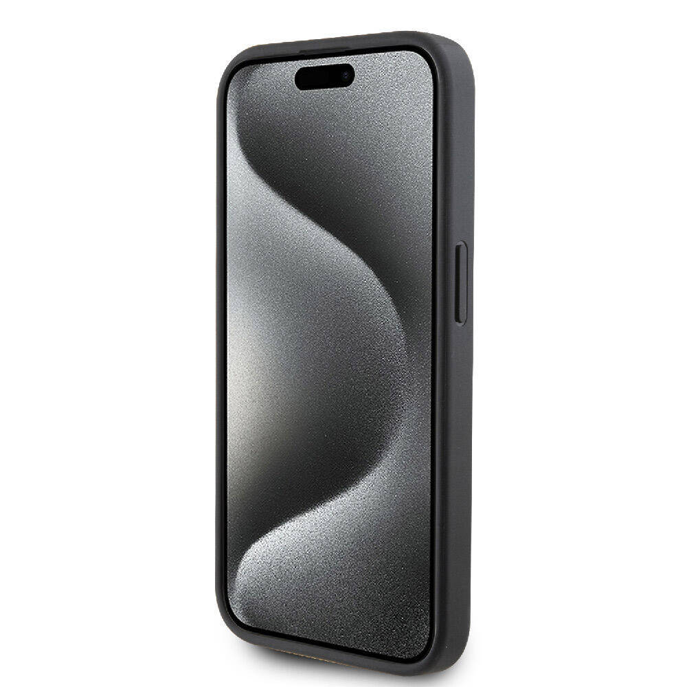 Apple iPhone 15 Pro Kılıf Karl Lagerfeld Orjinal Lisanslı Metal Logo Kartlıklı Saffiano Kapak - 5